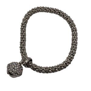 👗5/$25 - Silver Tone Stretch Bracelet w/ Bell Type Rhinestone Charm